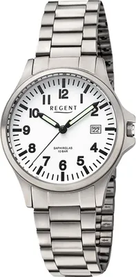 Produktbild von Regent Herren Uhr Metall Armbanduhr Metallarmband Analog silber D2UR1192570