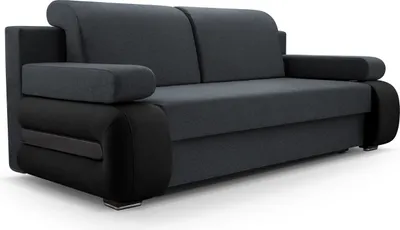 Produktbild von Sofa mit Schlaffunktion und Bettkasten, Couch für Wohnzimmer, Schlafsofa Federkern Sofagarnitur Polstersofa Wohnlandschaft mit Bettfunktion - 205 x 80 x 98 cm Levin 01 (Grau + Schwarz)