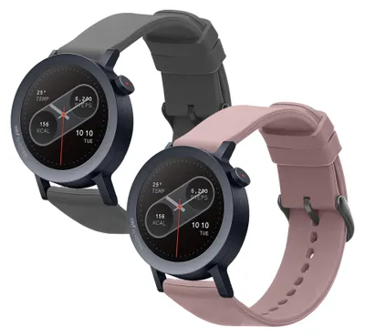 Produktbild von kwmobile 2x Uhrenarmband für CMF Watch 3 Pro Armband - Fitnesstracker Band Set aus TPU Silikon - Ersatzarmband Smartwatch - Grau Lavendel