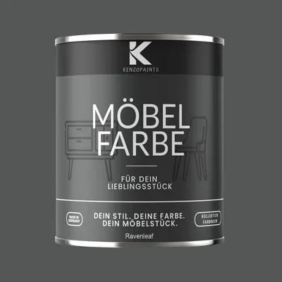 Produktbild von Kenzopaints 750ml Möbelfarbe Möbellack Buntlack Farbraum - Ravenleaf