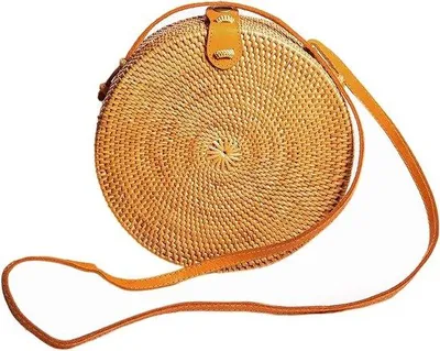 Produktbild von Famanu Handtasche aus Rattan mit Crossbody-Trageoption - Rot