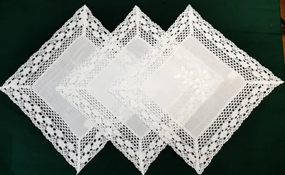 3er-Pack Servietten mit Stickerei, Hohlsaum, 30x30 cm