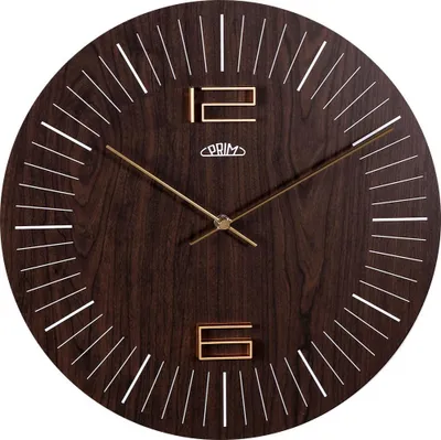 Produktbild von PRIM Wood Thin Wanduhr Holz 3D-Zahlen Dunkelbraun 39,5 cm