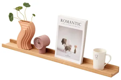 Productafbeelding van Wandplank Eiken - Zwevende plank - Massief hout - 60 x 15 cm - Vintage stijl