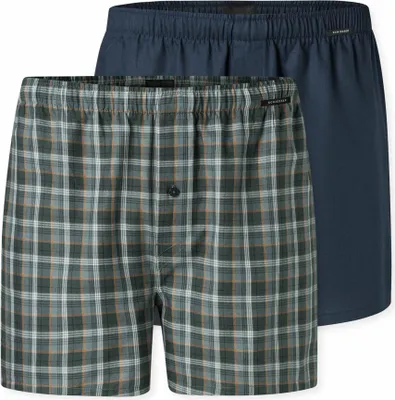 Produktbild von SCHIESSER Herren Web-Boxershorts, 2er Pack - We, Baumwolle Blau/Grün 3XL