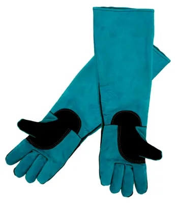 Produktbild von Bissfeste Handschuhe für Katzen und Hunde, kratzfeste Schutzhandschuhe aus Kunstleder, Tierpflegehandschuhe mit Nahtschutzdesign, langärmlige Handschuhe für Fütterung und Pflege