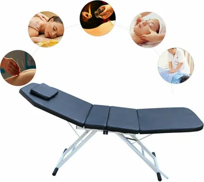 Obrázek produktu pro Masážní postel Skládací 3 zóny Černý skládací masážní stůl Skládací masážní stůl Kosmetická postel SPA Salon Beauty Bed