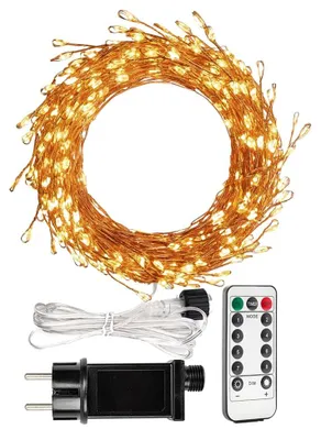 Lichtsnoer 10 m, 300 LEDs warmweiß, mit Fernbedienung