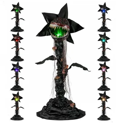 Immagine prodotto di COSTWAY, pianta decorativa per Halloween alta 190 cm, con luci e suoni, pianta mostruosa animata con bocca mobile, decorazione da giardino con treppiede