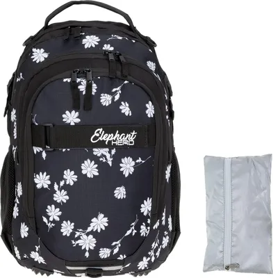 Produktbild von Schulrucksack Mädchen Elephant Hero Signature Rucksack Schulmappe Schultasche 12847 Black Flower + Regencover