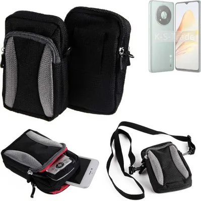 Produktbild von K-S-Trade Holster Schutz Hülle kompatibel mit ZTE XiaoXian 50 Handy Hülle Gürteltasche Umhängetasche mit Zusatzfach schwarz