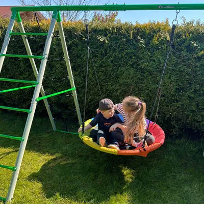 Altalena Da Giardino Per Bambini, Con Telaio In Metallo, Regolabile In Altezza, Carico Fino A 150 Kg Ideale Per Parco Parco Giochi Cortile 87811070