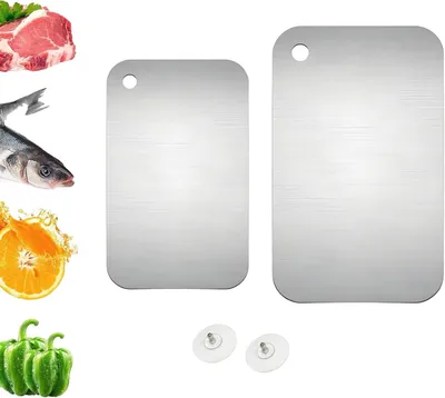 Produktbild von Schneidebretter Set 2 Stücke, 15 x 25 cm und 20 x 30 cm, Edelstahl, antibakteriell, für Küche