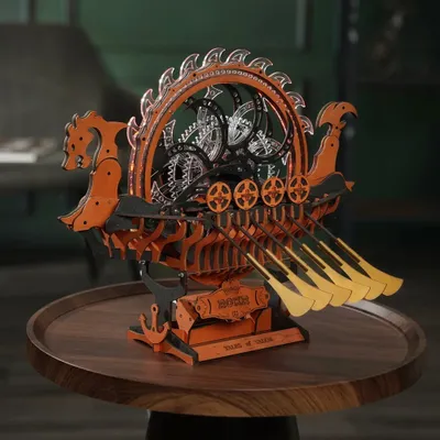 Productafbeelding van 3D-puzzel, Vikingschip in de vorm van een draak, ROKR, hout, 229 onderdelen