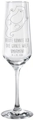 Produktbild von Mr. & Mrs. Panda Glas Otter Umarmen - Transparent - Geschenk, Geschenkglas, glücklich, Trinkglas, Hallo, Seeotter See, Optimistisch, gut Gelaunt, Champagnerglas, Sektglas