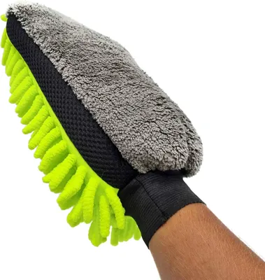 Produktbild von Auto-Reinigungsschwamm - Autoschwamm - Waschhandschuh - Reinigungsschwammhandschuh - Grün