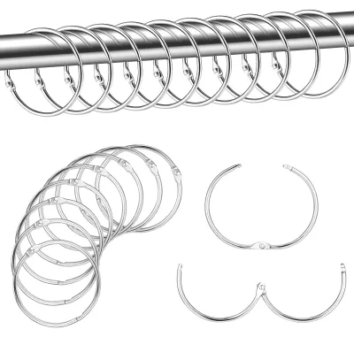 Produktbild von 20 Metall-Vorhangringe, Duschvorhangringe, Aufhängeringe für Fenster, Türen und Duschvorhänge, 50 mm Innendurchmesser (silber)