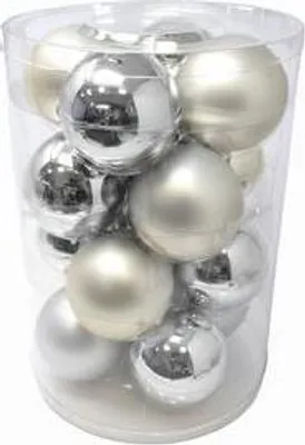 Produktbild von B&S 16 Kugeln Ø 8 cm 8 x glanz / 8 x matt | Silber matt | Glas