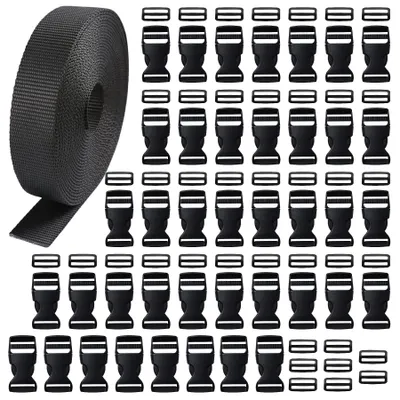 Kunststoff-Gurtschloss-Set, 40 Stück, 1,5 cm, mit 10 m Nylonband