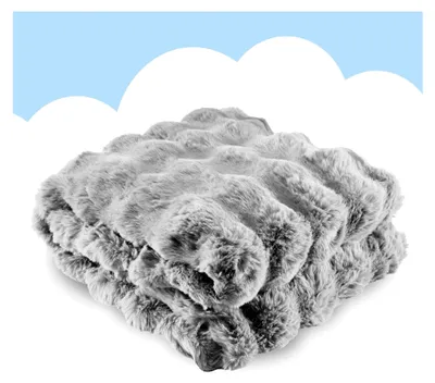 Produktbild von Kunstfell Kuscheldecke - Wohndecke Warm Weich Luxus Tagesdecke, 150x200cm, grau