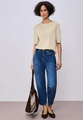 Produktbild von Street One Kurzarm-Pullover 'Kurzarm Pullover mit Rundhals', A303818, smoke beige mel., Gr. 38