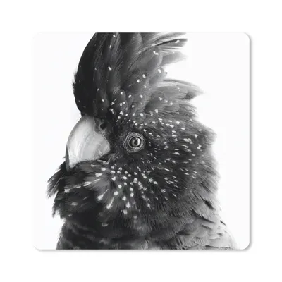 Produktbild von MuchoWow® Mauspad Mousepad Nahaufnahme eines Kakadus vor einem rosa Hintergrund - schwarz und weiß 30x30 cm - Mousepads - Maus Mat - Pad - Mausunterlage - Gaming