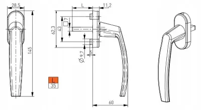 Produktbild von Medos Aluminium Fenstergriff Anthrazit 35mm