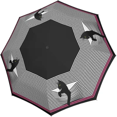 Image de doppler parapluie canne parapluie Fiber Flex Automatic Timeless Cozy Cat noir multicolore