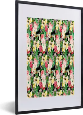 Produktbild von MuchoWow® MuchoWow® Gerahmtes Poster Blumen - Collage - Farben 40x60 cm - Poster mit zchwarzem Bilderrahmen - Poster in Rahmen