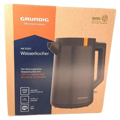 Produktbild von Grundig WK 5320, 1,7 l, 2200 W, Grau, Kunststoff, Wasserstandsanzeige, Überhitzungsschutz