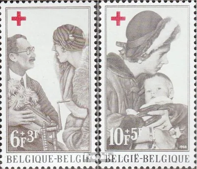 Produktbild von Briefmarken Belgien 1968 Mi 1509-1510 (kompl.Ausg.) gestempelt Rotes Kreuz