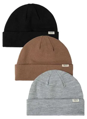 Produktbild von Respect - Mütze für Herren/Damen Uni, Umgekrempelter Umschlag, gerippt (3er-Pack) MN221 (Einheitsgröße) (Braun/Grau/Schwarz)