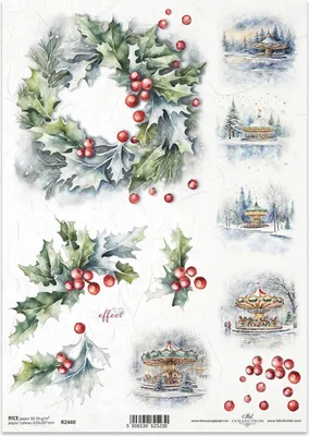 Produktbild von ITD Reispapier Decoupage Bastelpapier Serviettentechnik-R2440 Girlande Winterkatulette
