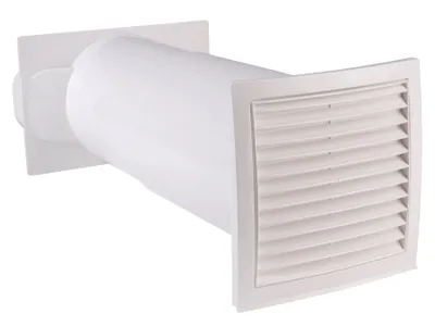 Produktbild von optimAIRo 150 Teleskop-Mauerkasten N37131 weiß mit Rückstauklappe 222 x 89 mm