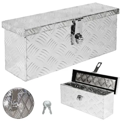 Produktbild von trucky Truckbox, Deichselbox Aluminium, Anhängerbox 15 Größen, Werkzeugkiste mit Schloss und Schlüssel, stabil und wasserdicht, Boxentyp:D015 (50 x 14 x 20 cm)