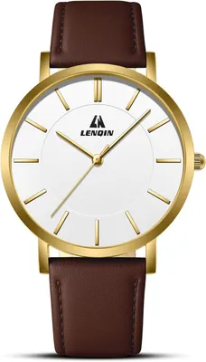 Produktbild von Herrenuhr, wasserdicht bis 30 m, analoges Quarzwerk, modisches Design, Lederarmband