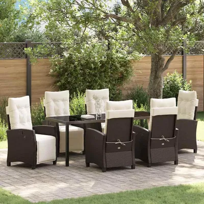 Image de Mobilier d'extérieur exclusif - Ensemble de jardin pour 7 personnes, couleur marron, en résine tressée