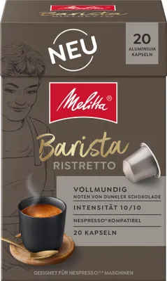 Produktbild von Melitta Barista Ristretto Kaffeekapseln, Nespresso® kompatibel, 100 oder 200 Stück