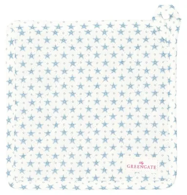 Produktbild von Greengate Topflappen LUMI STAR DUSTY BLUE Blau Sterne 2er Set Baumwolle