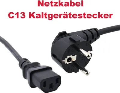 Produktbild von Hochwertiges Netzkabel IEC-C13 Kaltgeräte-Stecker 1,2m für Samsung LE37R83BX/XEC TV, Dell P1913, U2711, E1909WDD Monitor, Brother MFC, TV