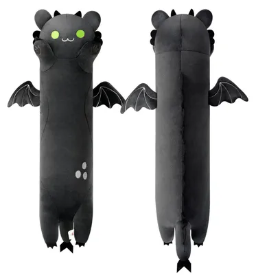 Image de Peluche dragon, chat, coussin douillet, 50 cm, noir