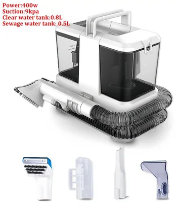 Image de Nettoyeur portable pour tapis et tissus d'ameublement - Détachant pratique - Puissance de 400 W - Puissance d'aspiration de 9 kPa - Réservoir de 1 080 ml - Pulvérisation et aspiration - Prise UE 220–240 V