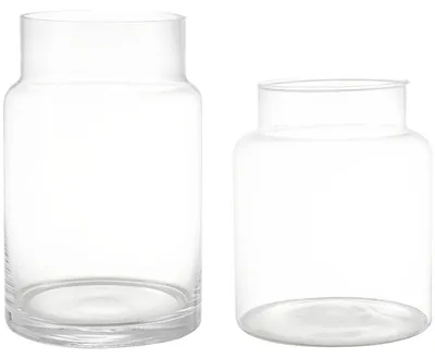 Produktbild von Set von 2 Transparenten Glasvasen für Blumenarrangements