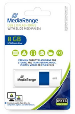 Obrázek produktu pro MediaRange USB flash disk 8GB USB 2.0 Slider modrý