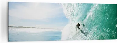 Produktbild von Bild auf Leinwand - Leinwandbild - Abenteuer surfer welle ozean - 160x50cm - Wand Bild - Wanddeko - Leinwanddruck - Bilder - Kunstdruck - Wanddekoration - Leinwand bilder - Wandkunst - AB160x50-2541