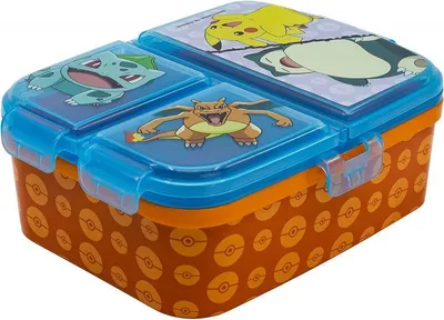 Produktbild von Pokemon Pikachu Glurak Kunststoff Brotdose 4 Fächer Brotbox Frühstücksdose