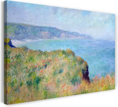 Produktbild von Leinwandbild (120x80cm): Claude Monet - Klippe bei Pourville, echter Holz-Keilrahmen inkl. Aufhänger, handgefertigt in Deutschland