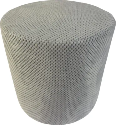 Obrázok produktu pre Zamatová stolička ZEFIR DOT 40x40 cm okrúhla - štýlová stolička alebo podnožka do obývačky - svetlosivá
