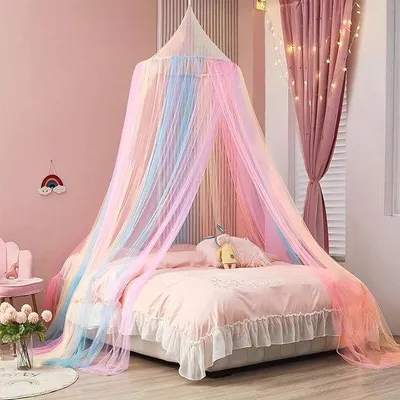 Productafbeelding van Famanu hemelbed met regenboogmotief - Muggennet voor binnen en buiten