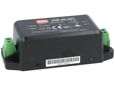 Produktbild von MeanWell Schaltnetzteilmodul mit geschlossenem Gehäuse und Schraubklemmen 5V / 6A